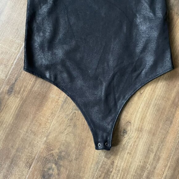 Abercrombie & Fitch Black Faux Leather Bodysuit Soft A&F Collection L - Picture 3 of 6